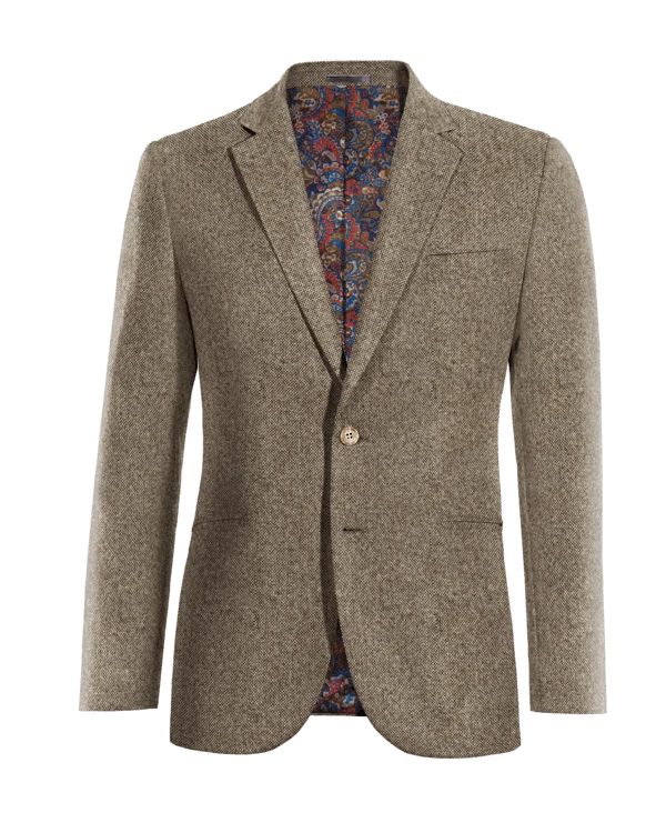 Veste brun clair en donegal tweed slim fit