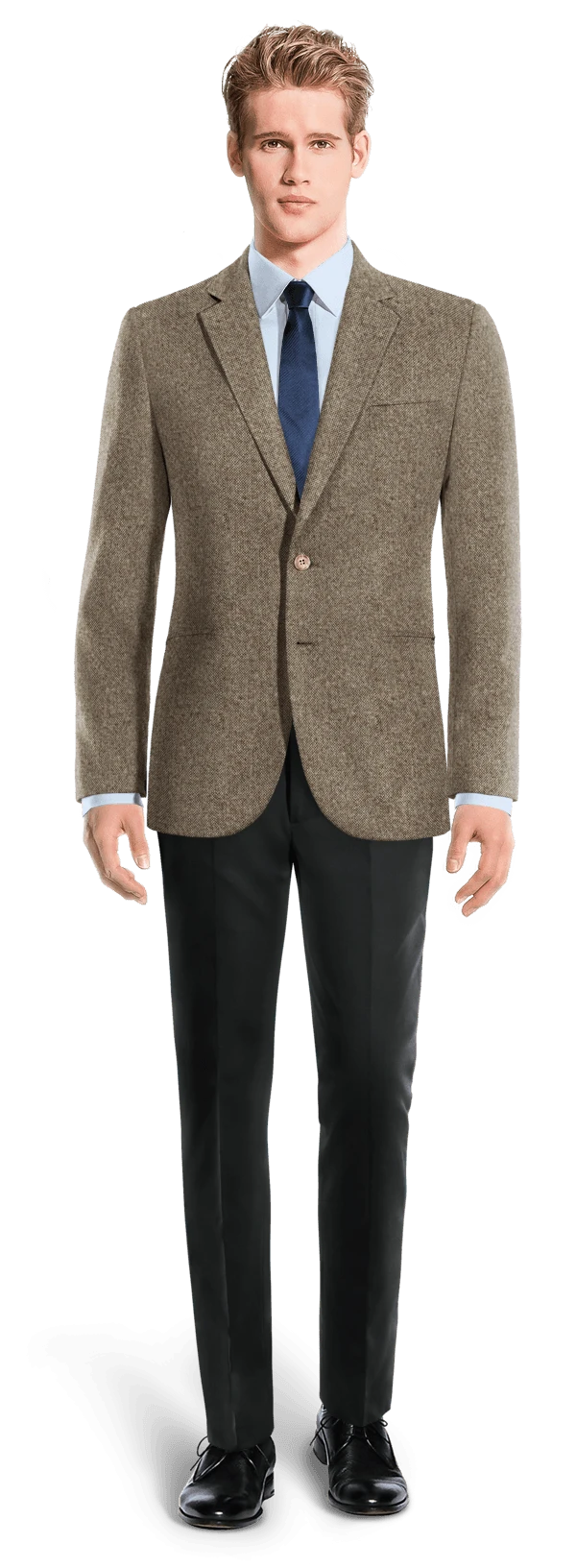 Veste brun clair en donegal tweed slim fit