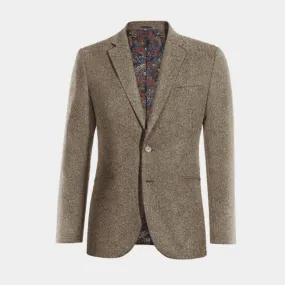 Veste brun clair en donegal tweed slim fit