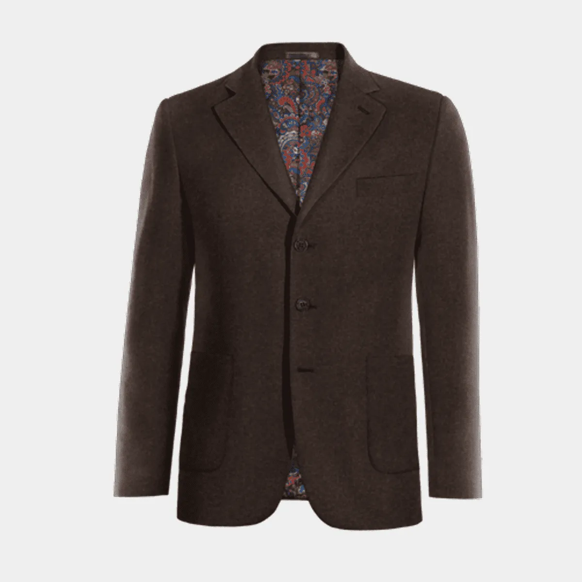 Veste brun rougeâtre en donegal tweed à larges revers