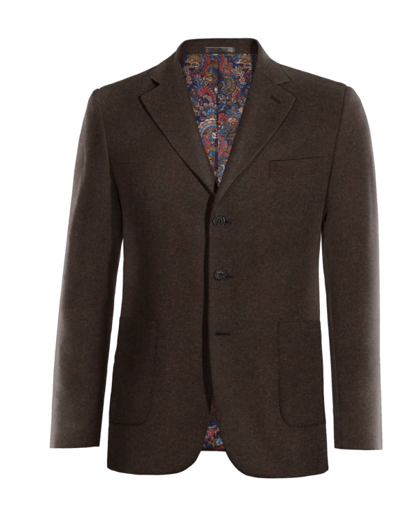 Veste brun rougeâtre en donegal tweed à larges revers