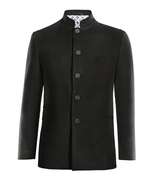 Veste col mandarin noir essentiel