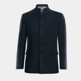 Veste col mao bleue en velours côtelé essentiel