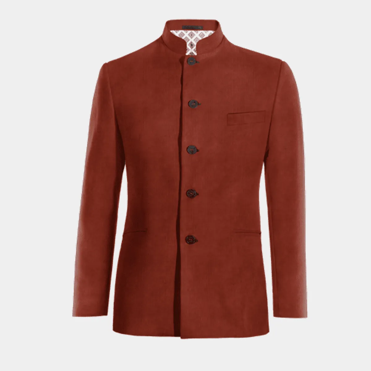 Veste col mao brun rougeâtre en velours côtelé édition limitée