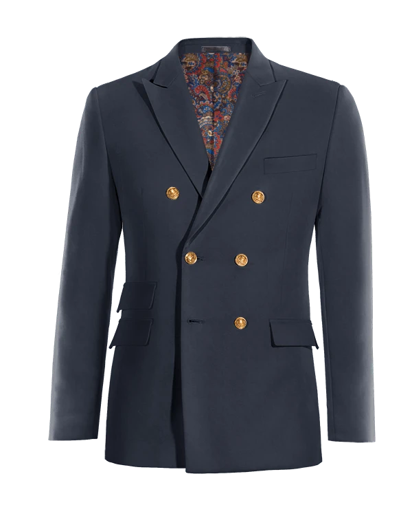 Veste croisée bleu marine revers en pointe slim fit