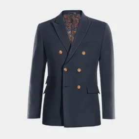 Veste croisée bleu marine revers en pointe slim fit