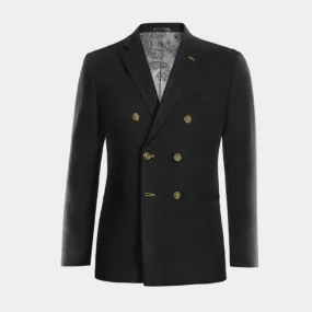 Veste croisée noire en velours côtelé slim fit