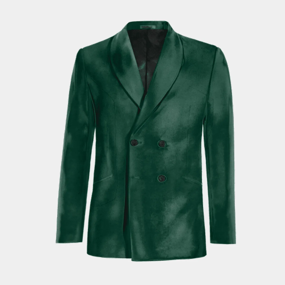 Veste croisée verte en velours col châle