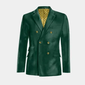 Veste croisée verte en velours slim fit