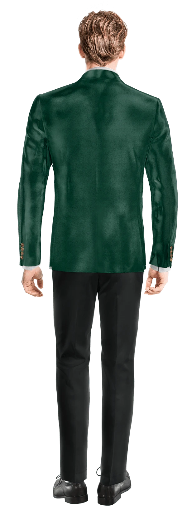 Veste croisée verte en velours slim fit