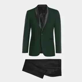 Veste de smoking vert avec col châle noir et pantalon noir