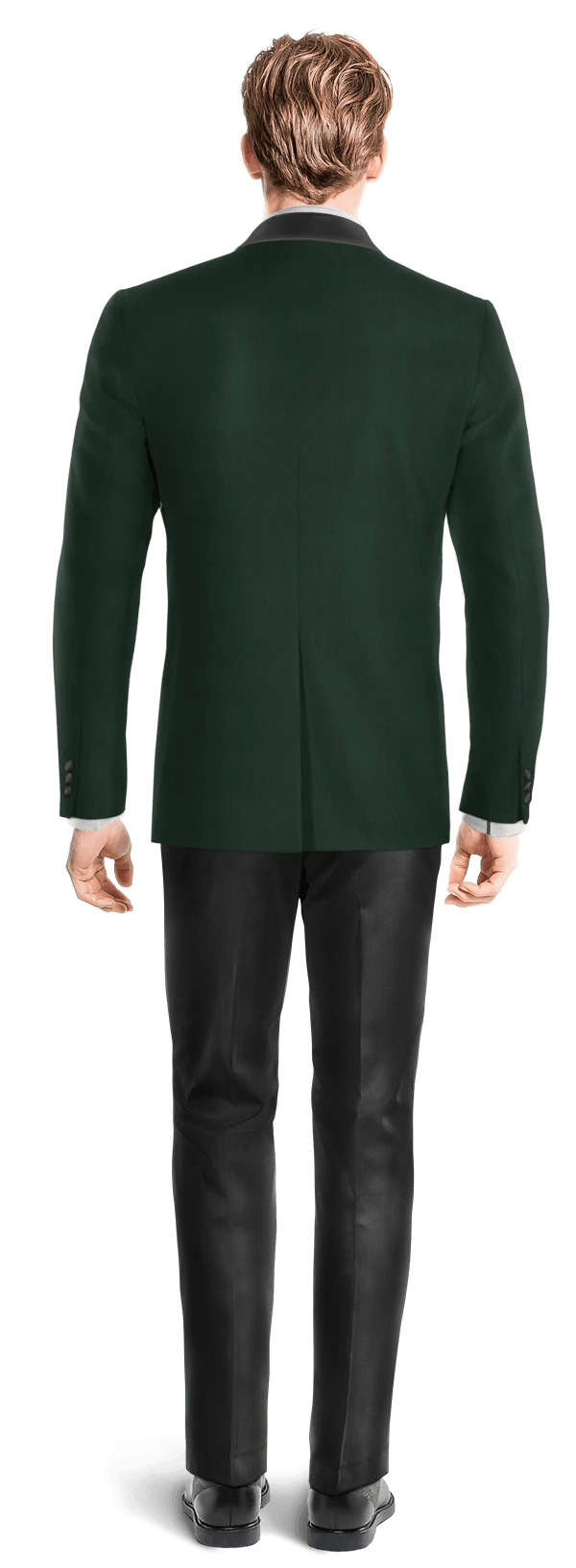 Veste de smoking vert avec col châle noir et pantalon noir