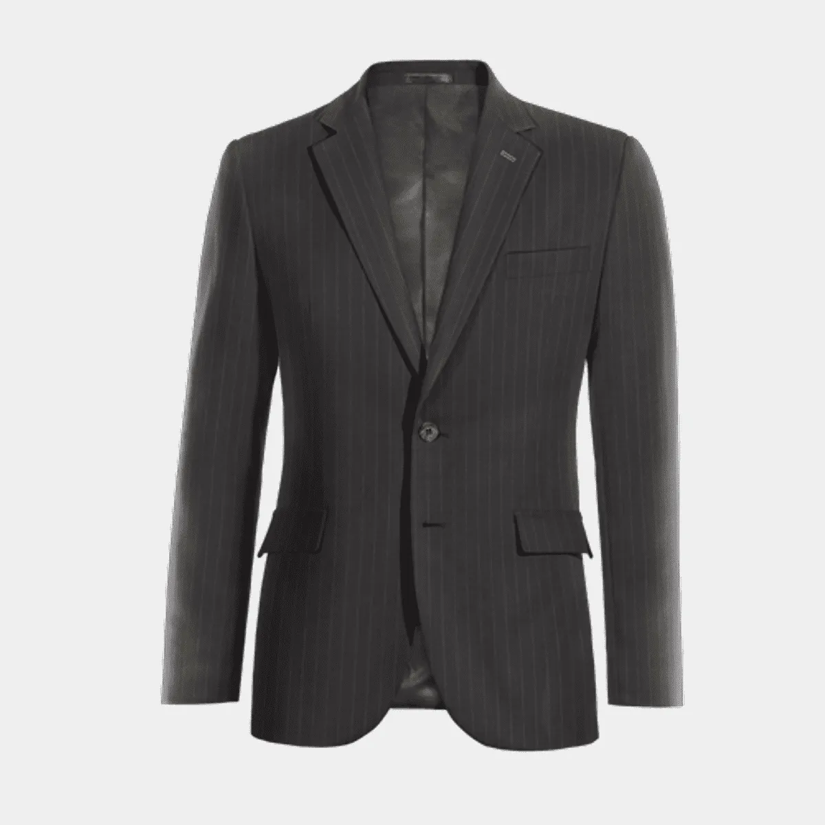 Veste grise rayures fines en flanelle slim fit