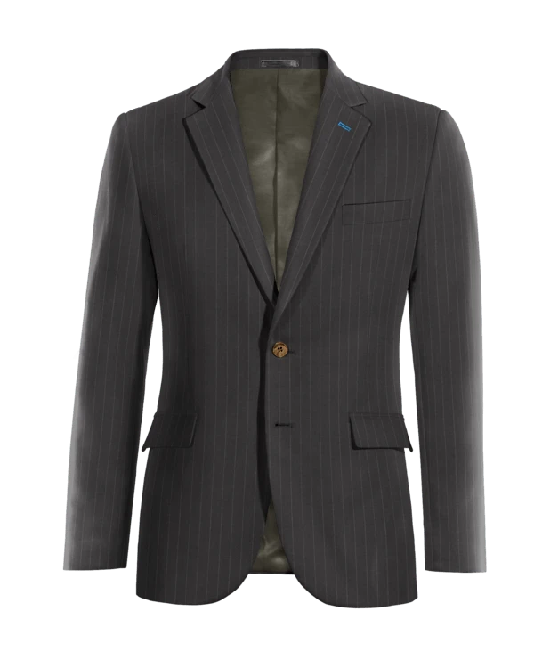 Veste grise rayures fines en flanelle slim fit