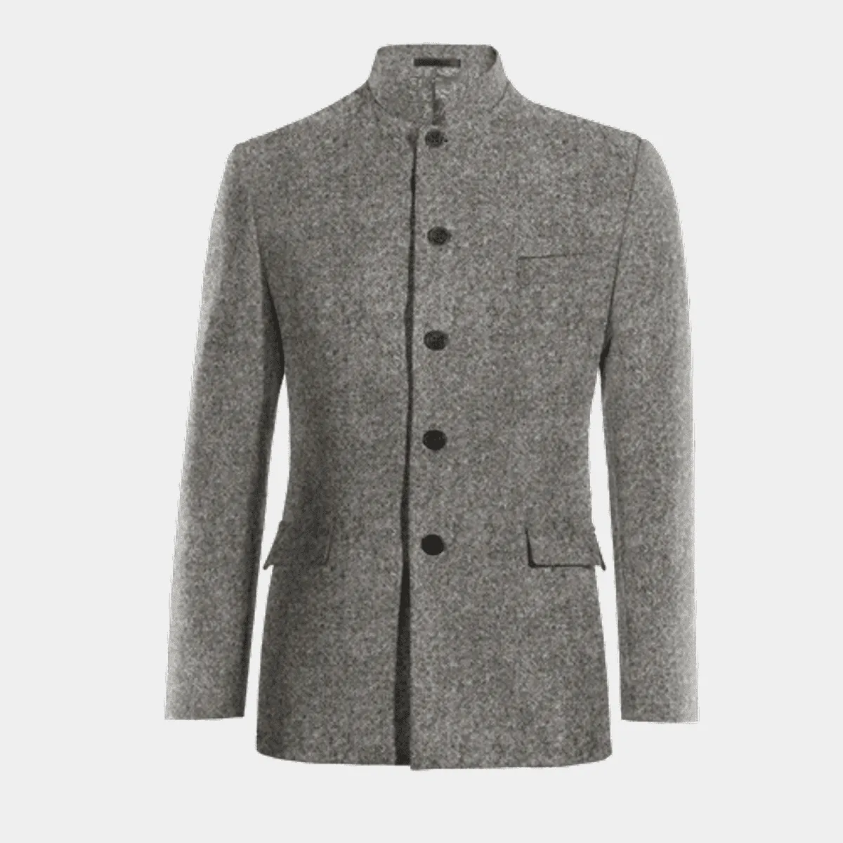 Veste mao gris clair en donegal tweed