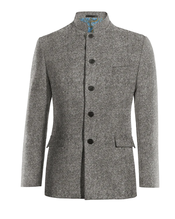 Veste mao gris clair en donegal tweed