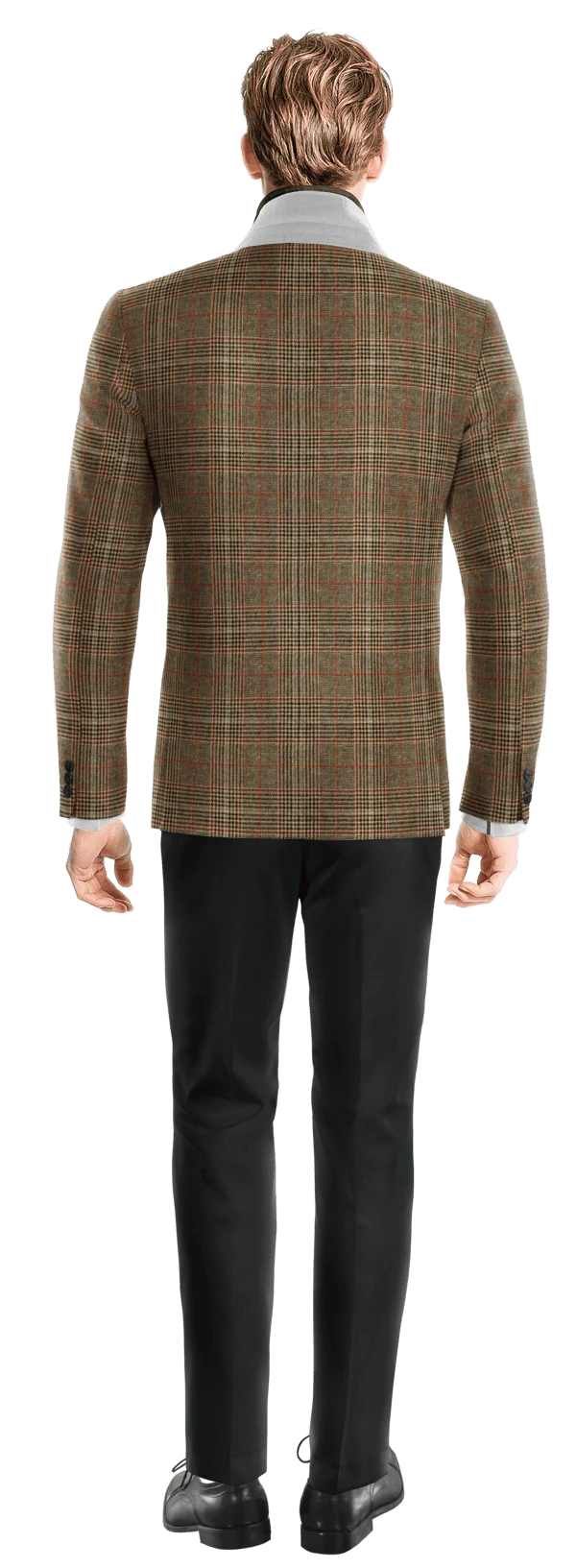 Veste marron prince de galles en tweed slim fit