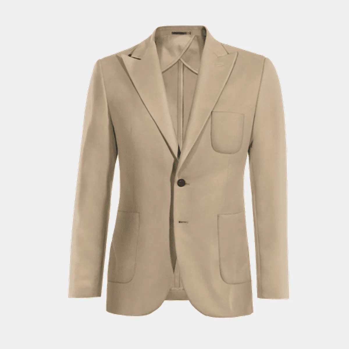 Veste sans doublure beige revers en pointe de mi-saison