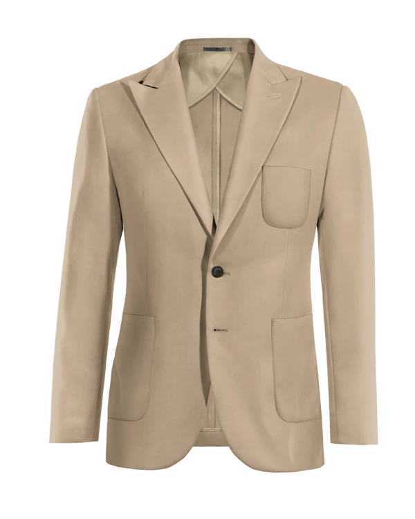 Veste sans doublure beige revers en pointe de mi-saison