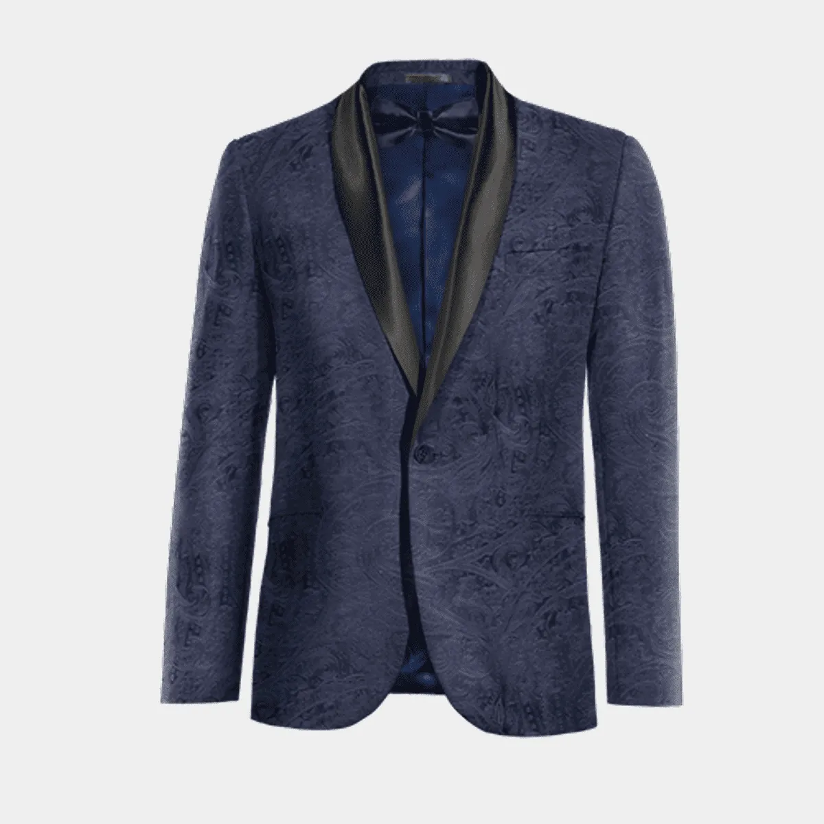 Veste Smoking bleu marine paisley en velours