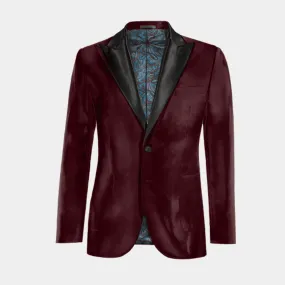 Veste Smoking bordeaux en velours revers en pointe