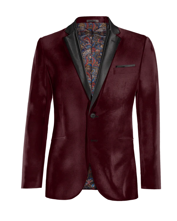 Veste Smoking bordeaux en velours slim fit