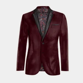 Veste Smoking bordeaux en velours slim fit