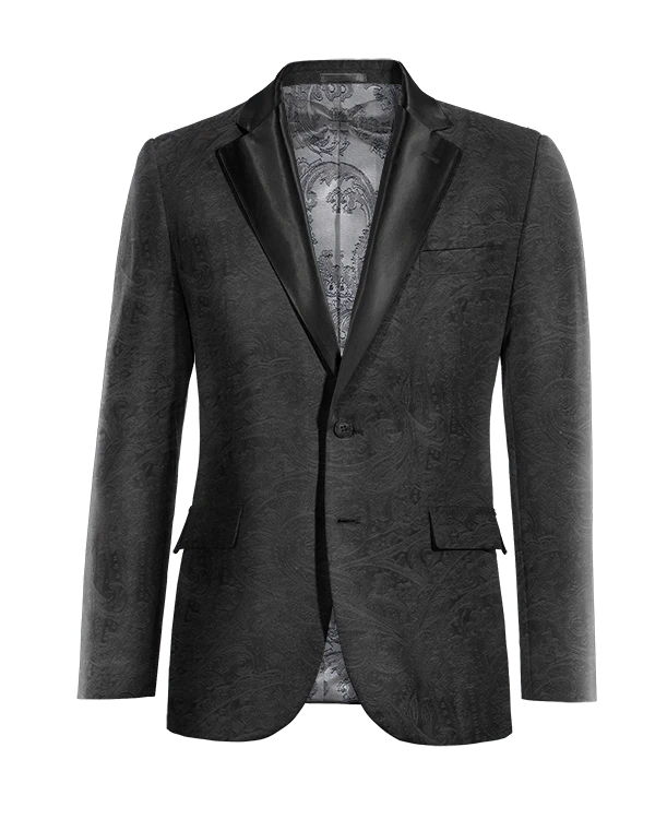 Veste Smoking noir onyx paisley en velours