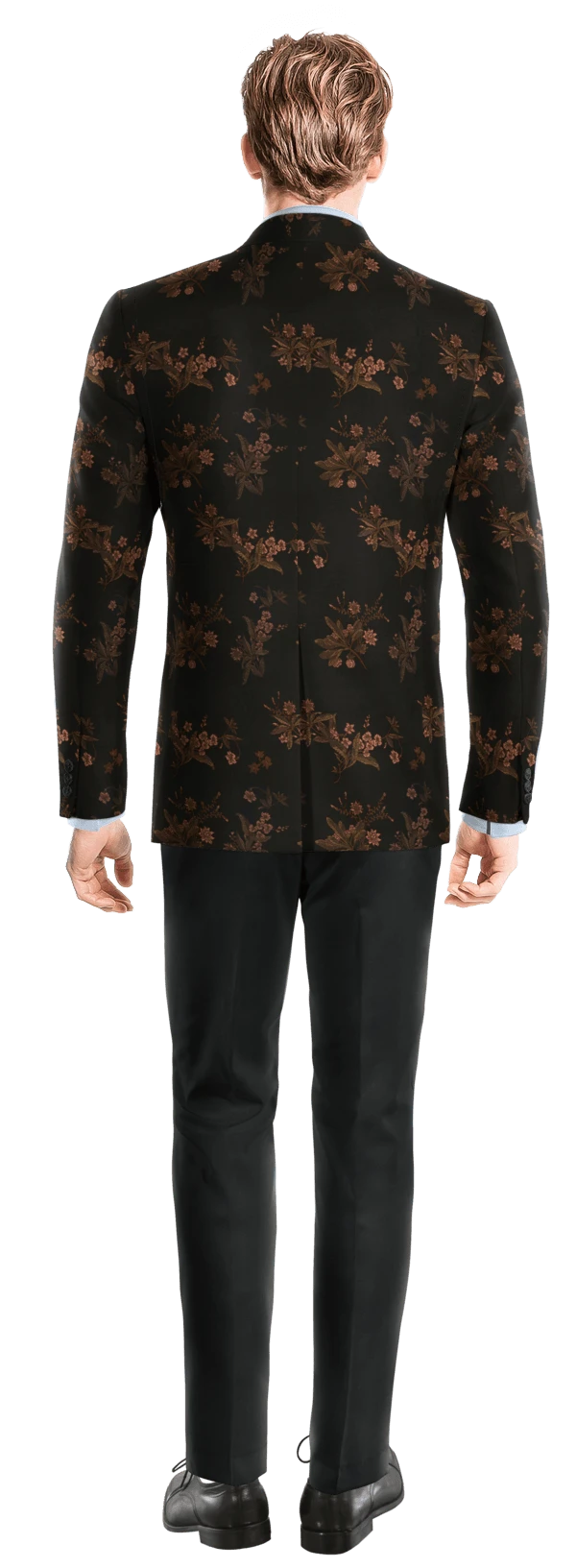 Veste Smoking noire à motif floral en jacquard