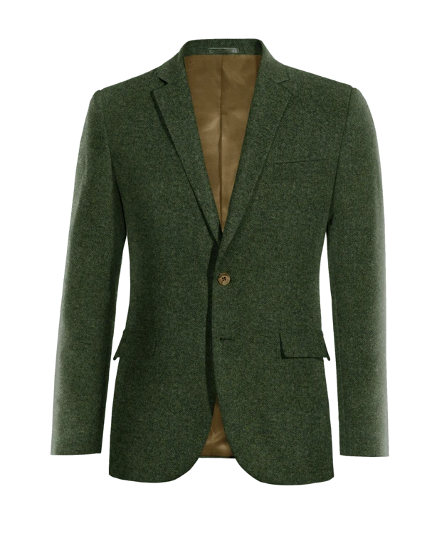 Veste verte chevrons en tweed essentiel