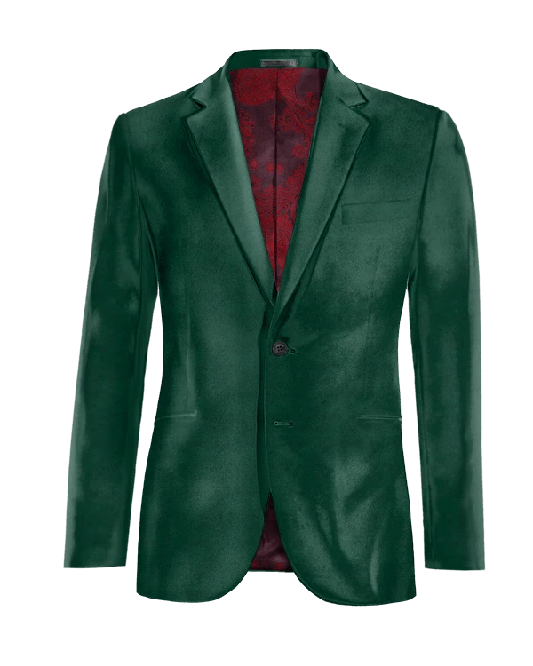 Veste verte en velours slim fit