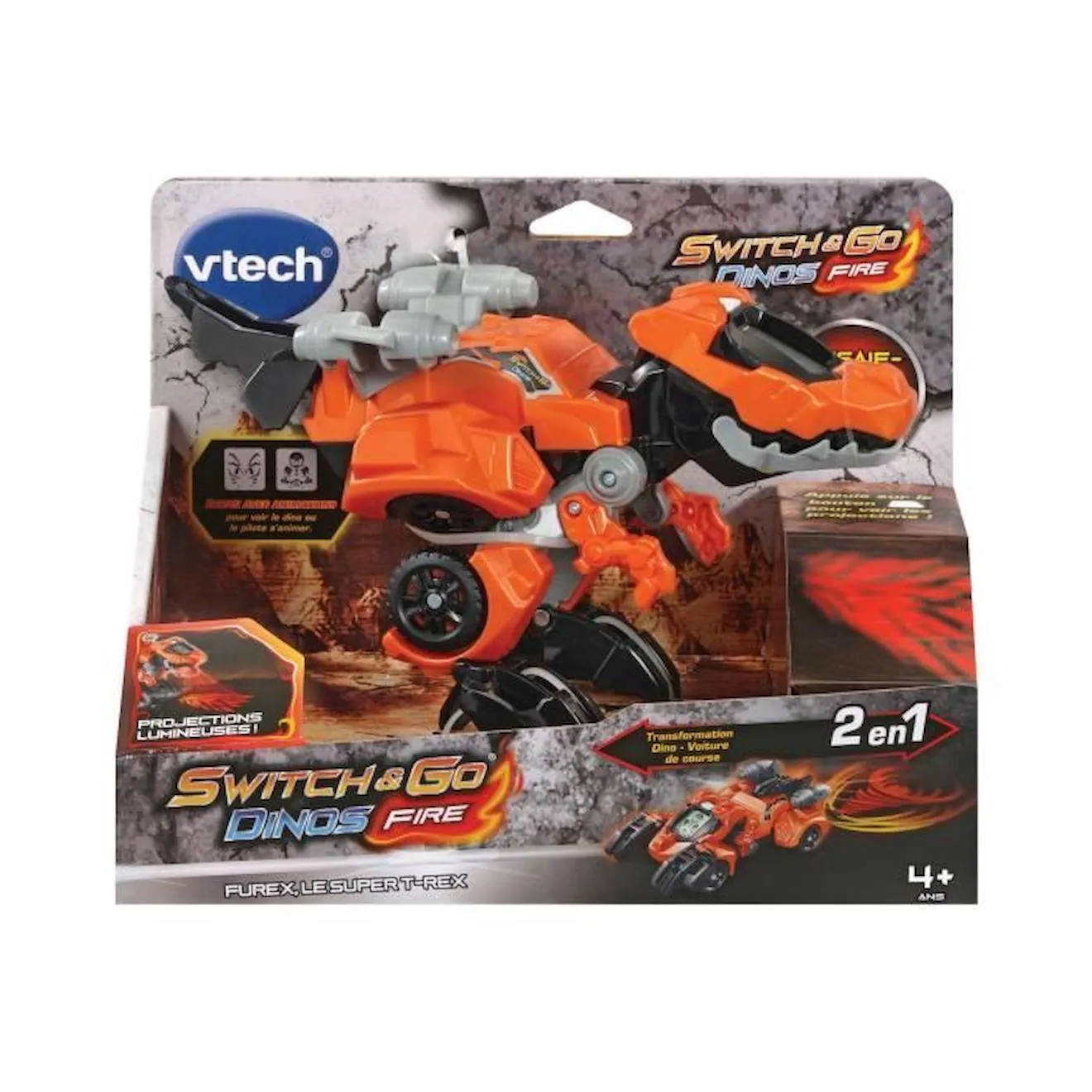 VTECH - Switch & Go Dinos Fire - Furex, Le Super T-Rex orange - Vtech